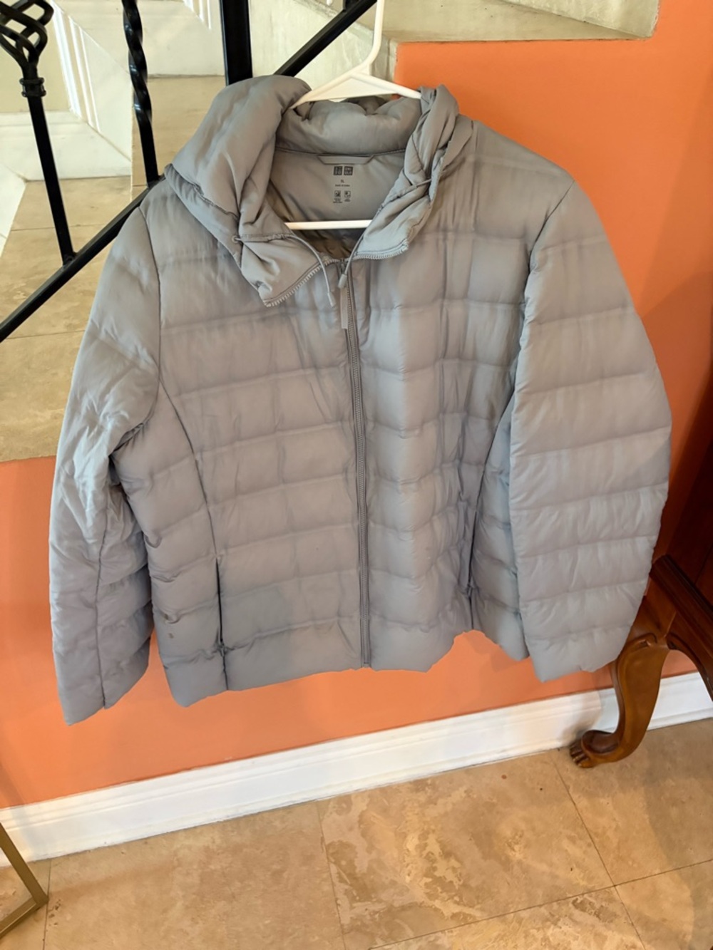 Uniqlo Light Gray Hooded Puffer Jacket - Picture 6 of 6